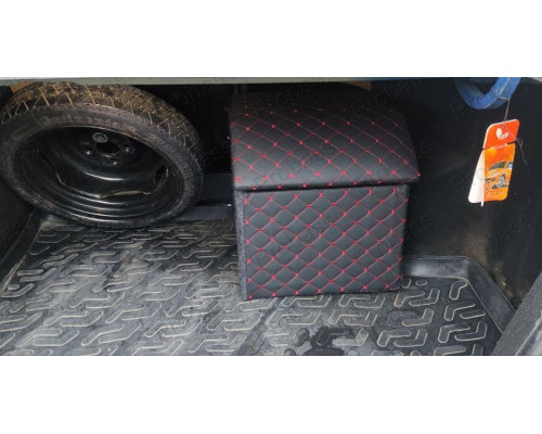 Автомобільний органайзер 35*35*35 посилений зі скошеною кришкою і перегородкою стрічка червона