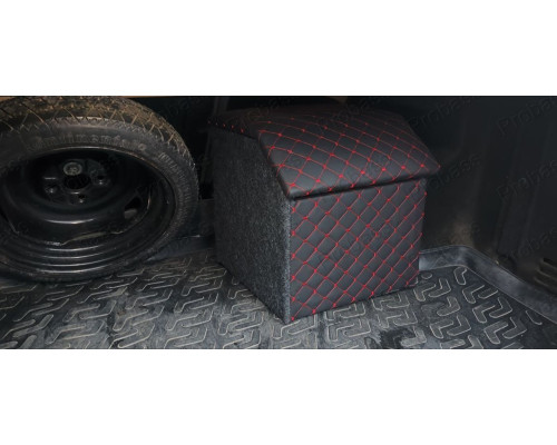 Автомобільний органайзер 35*35*35 посилений зі скошеною кришкою і перегородкою стрічка червона