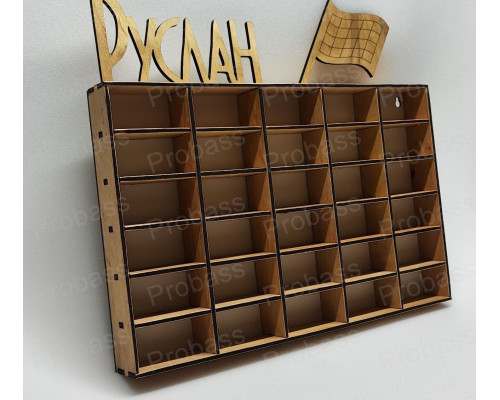 Поличка-гараж для 30 машинок із фанери та HDF із будь-яким ім'ям