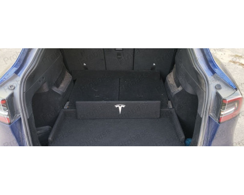 Поличка - люк багажного відсіку Тесла Y ( Tesla Y3 ) з функцією органайзера для версії семимісного салону у чорному карпеті (1558190 - 89 - А)